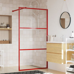 VidaXL Inloopdouchewand transparant 115x195 cm ESG-glas rood