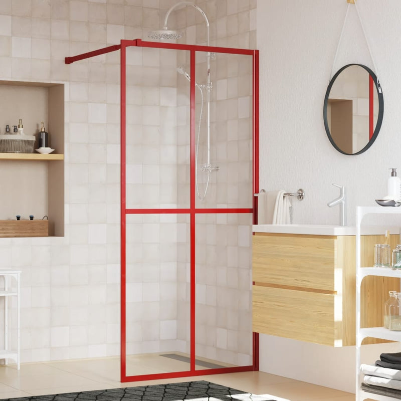 Afbeelding laden in galerijviewer, Vidaxl inloopdouchewand transparant 80x195 cm esg-glas rood
