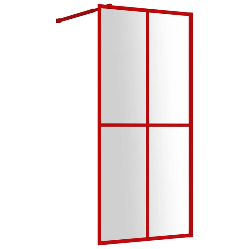 Afbeelding laden in galerijviewer, Vidaxl inloopdouchewand transparant 90x195 cm esg-glas rood
