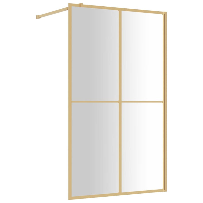 Load image into Gallery viewer, VidaXL Inloopdouchewand transparant 118x195 cm ESG-glas goudkleurig
