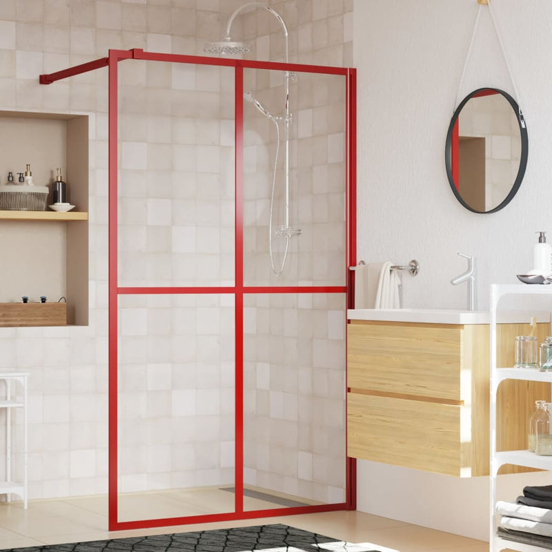 Load image into Gallery viewer, VidaXL Inloopdouchewand transparant 140x195 cm ESG-glas rood
