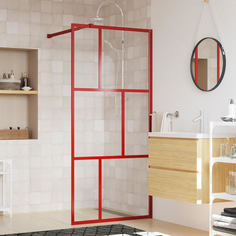 ギャラリービューアに画像をロードする, Vidaxl inloopdouchewand transparant 80x195 cm esg-glas rood
