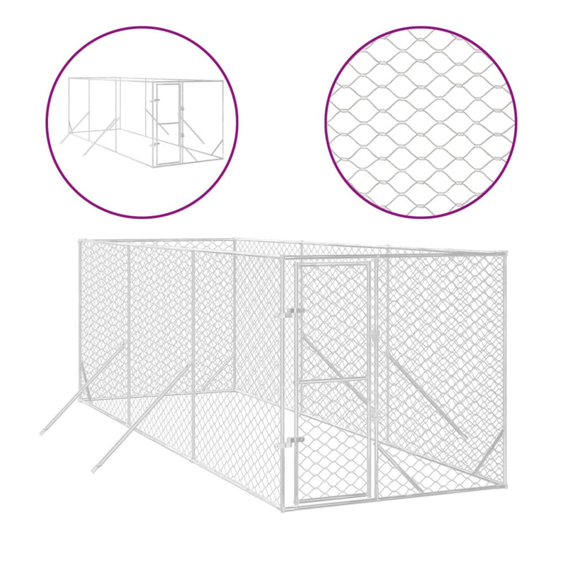 Load image into Gallery viewer, VidaXL Hondenkennel voor buiten 2x6x2 m gegalvaniseerd staal zilver
