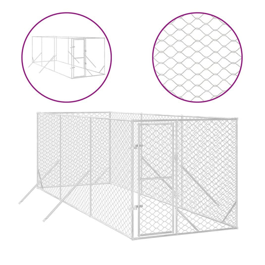 VidaXL Hondenkennel voor buiten 2x6x2 m gegalvaniseerd staal zilver