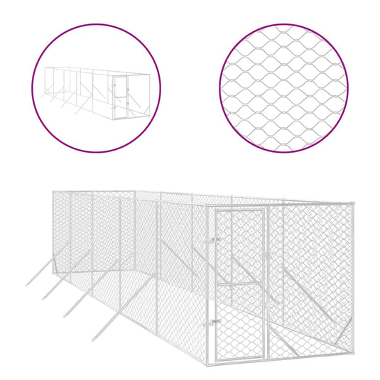 VidaXL Hondenkennel voor buiten 2x10x2 m gegalvaniseerd staal zilver
