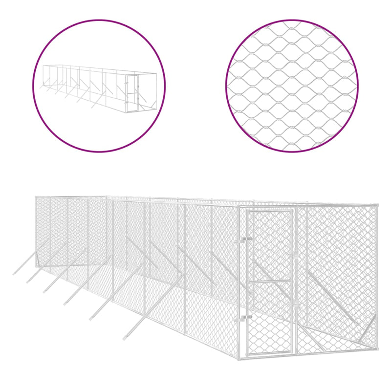 Load image into Gallery viewer, VidaXL Hondenkennel voor buiten 2x14x2 m gegalvaniseerd staal zilver

