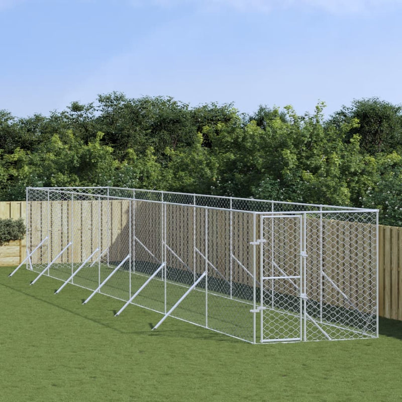 Load image into Gallery viewer, VidaXL Hondenkennel voor buiten 2x14x2 m gegalvaniseerd staal zilver
