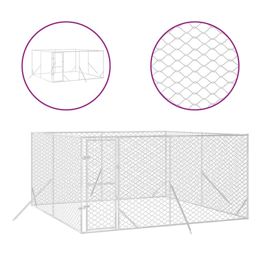 VidaXL Hondenkennel voor buiten 4x4x2 m gegalvaniseerd staal zilver