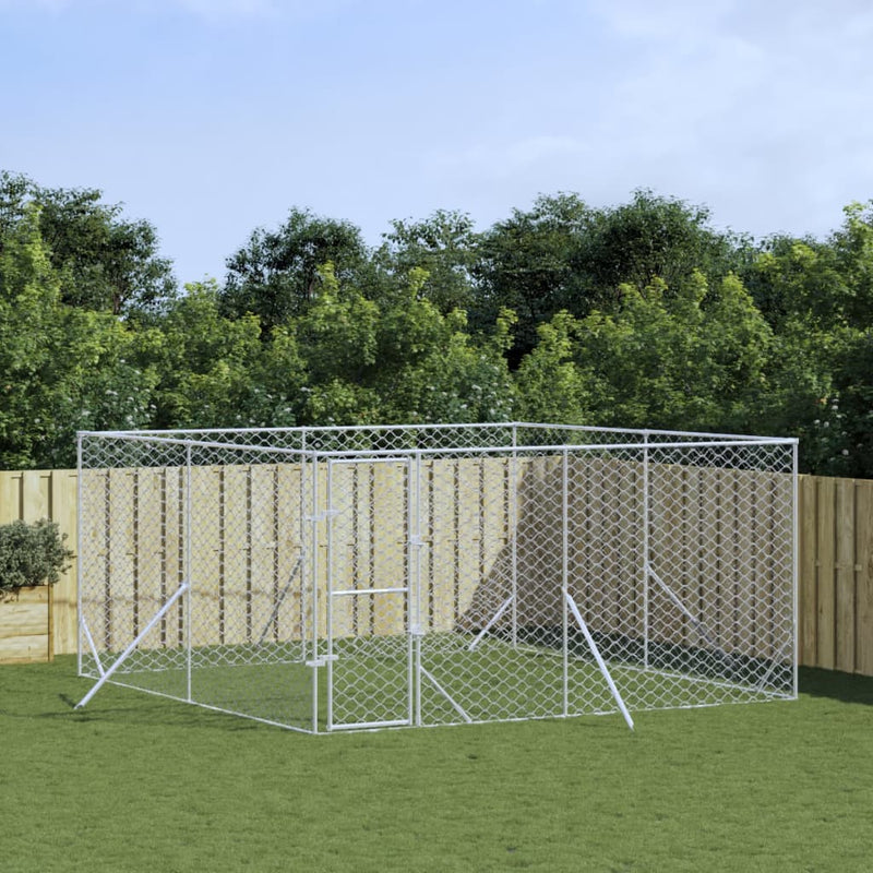 Load image into Gallery viewer, VidaXL Hondenkennel voor buiten 4x4x2 m gegalvaniseerd staal zilver
