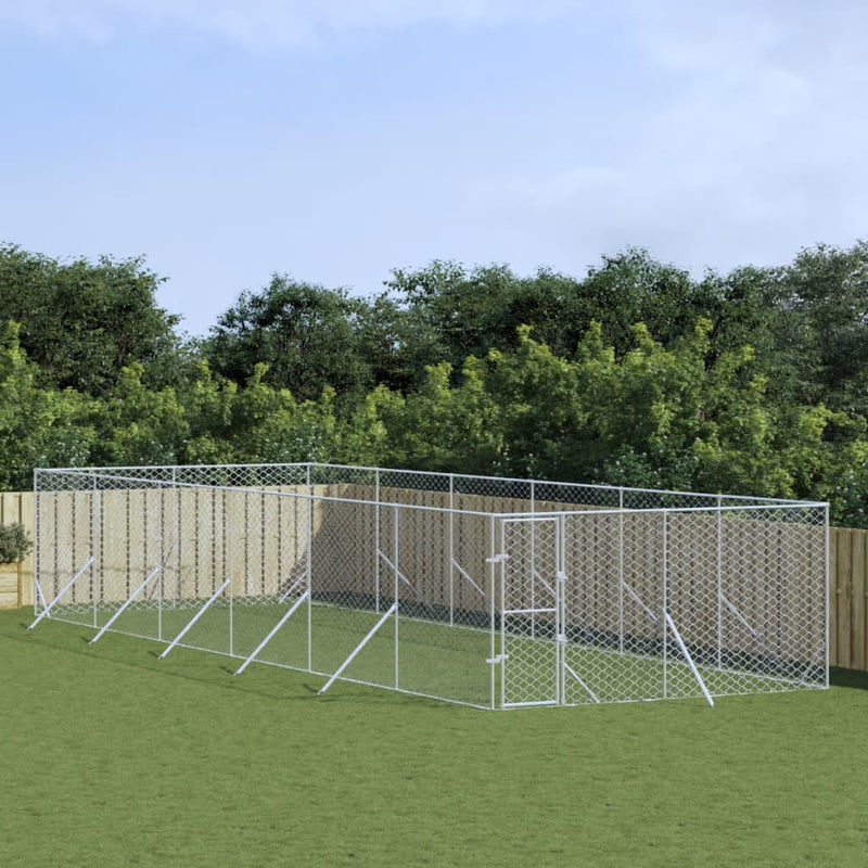 Load image into Gallery viewer, VidaXL Hondenkennel voor buiten 4x12x2 m gegalvaniseerd staal zilver
