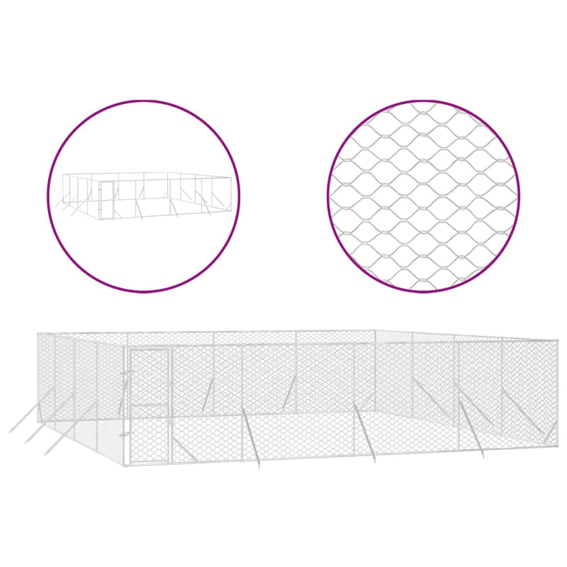 Load image into Gallery viewer, VidaXL Hondenkennel voor buiten 8x8x2 m gegalvaniseerd staal zilver
