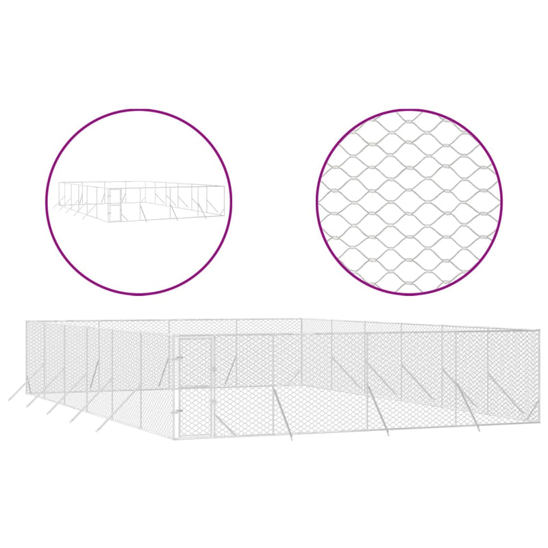 Load image into Gallery viewer, VidaXL Hondenkennel voor buiten 8x12x2 m gegalvaniseerd staal zilver
