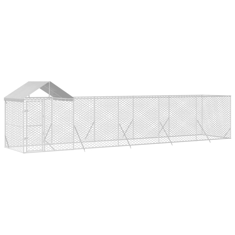 Load image into Gallery viewer, VidaXL Hondenkennel met dak 10x2x2,5 m gegalvaniseerd staal zilver
