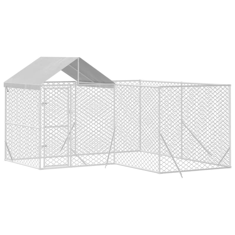 Load image into Gallery viewer, VidaXL Hondenkennel met dak 4x4x2,5 m gegalvaniseerd staal zilver
