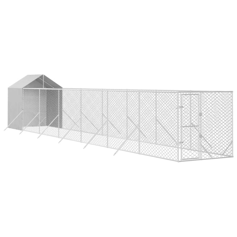 Load image into Gallery viewer, VidaXL Hondenkennel met dak 2x14x2,5 m gegalvaniseerd staal zilver
