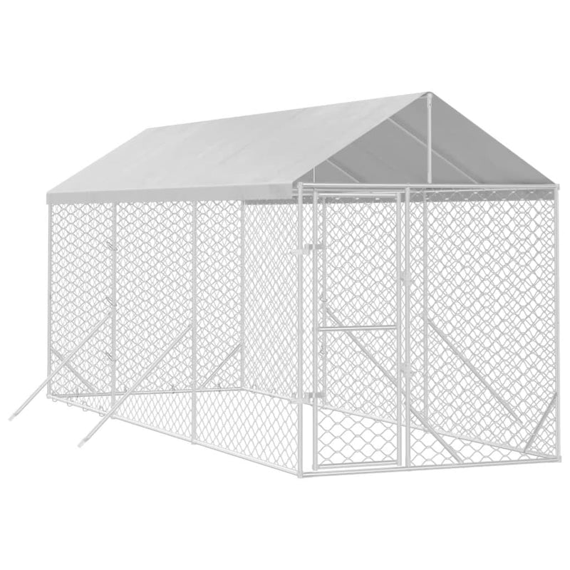 Load image into Gallery viewer, VidaXL Hondenkennel met dak 2x6x2,5 m gegalvaniseerd staal zilver
