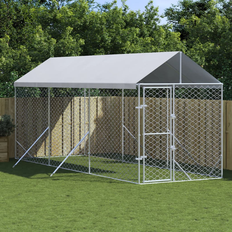 Load image into Gallery viewer, VidaXL Hondenkennel met dak 2x6x2,5 m gegalvaniseerd staal zilver
