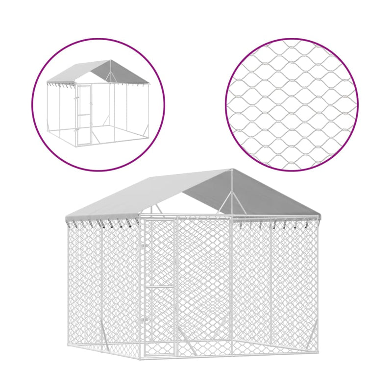 Load image into Gallery viewer, VidaXL Hondenkennel met dak 3x3x2,5 m gegalvaniseerd staal zilverkleur
