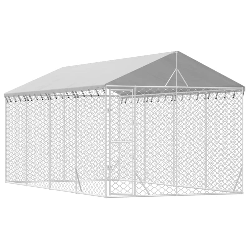 Load image into Gallery viewer, VidaXL Hondenkennel met dak 3x6x2,5 m gegalvaniseerd staal zilverkleur
