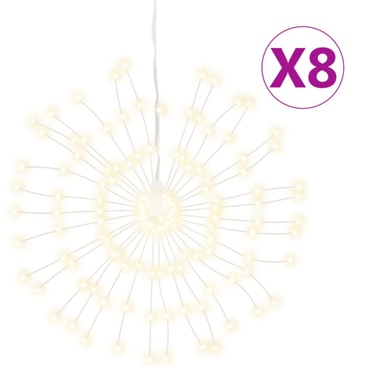 VidaXL Kerstverlichting vuurwerk 8 st 140 warmwitte LED's 17 cm