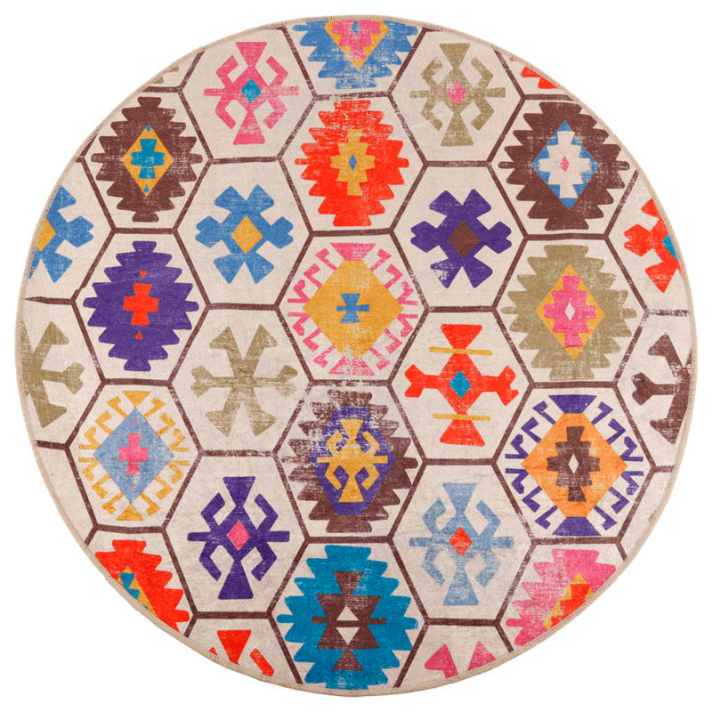 Load image into Gallery viewer, Vidaxl vloerkleed wasbaar anti-slip ø 120 cm meerkleurig
