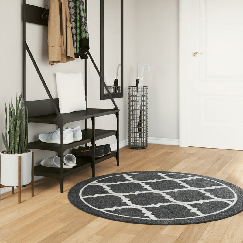 Load image into Gallery viewer, Vidaxl vloerkleed wasbaar anti-slip ø 120 cm zwart en wit
