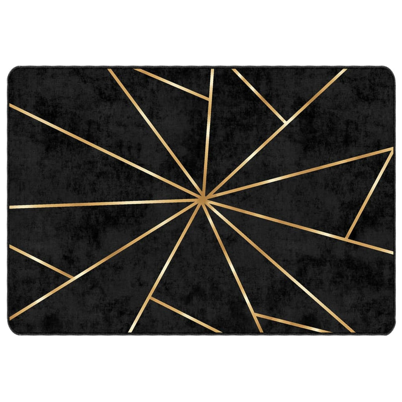 Cargue la imagen en el visor de la galería, Vidaxl vloerkleed wasbaar anti-slip 120x180 cm zwart en goudkleurig
