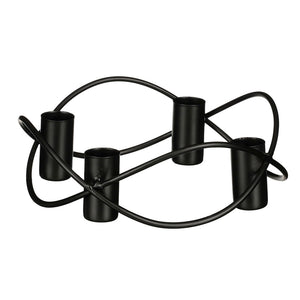 Overige merken metalen kandelaar voor 4 kaarsen 5.5x17 cm zwart