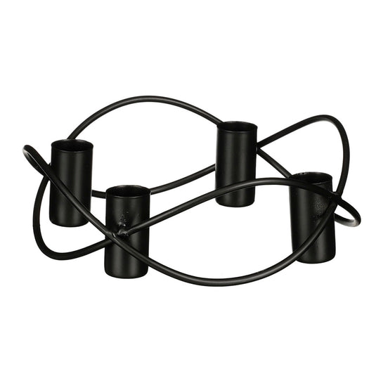 Overige merken metalen kandelaar voor 4 kaarsen 5.5x17 cm zwart