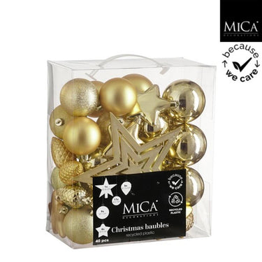 Mica decorations kerstboom decoratie onbreekbaar 40 stuks goud