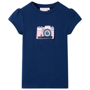 VidaXL Kindershirt 128 marineblauw