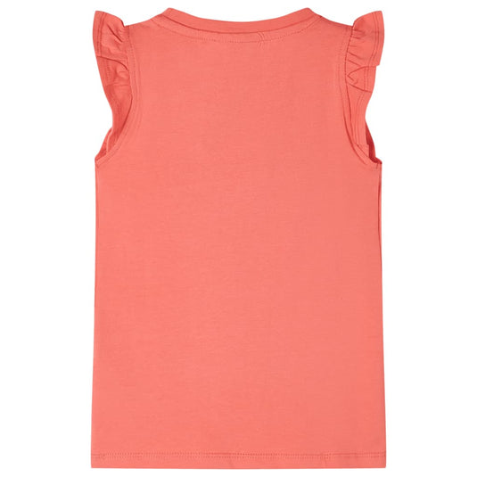 VidaXL Kindershirt met ruches aan de mouwen 92 koraalkleurig