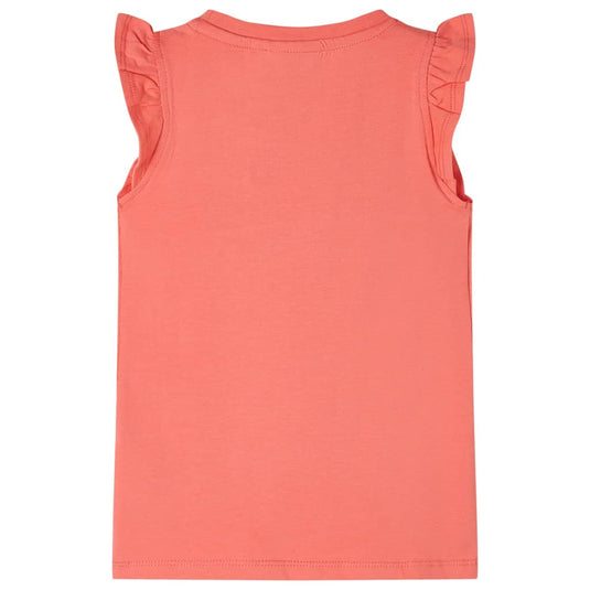 VidaXL Kindershirt met ruches aan de mouwen 128 koraalkleurig