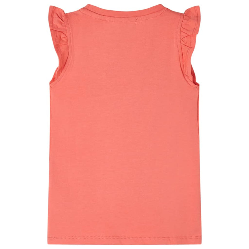 Load image into Gallery viewer, VidaXL Kindershirt met ruches aan de mouwen 128 koraalkleurig
