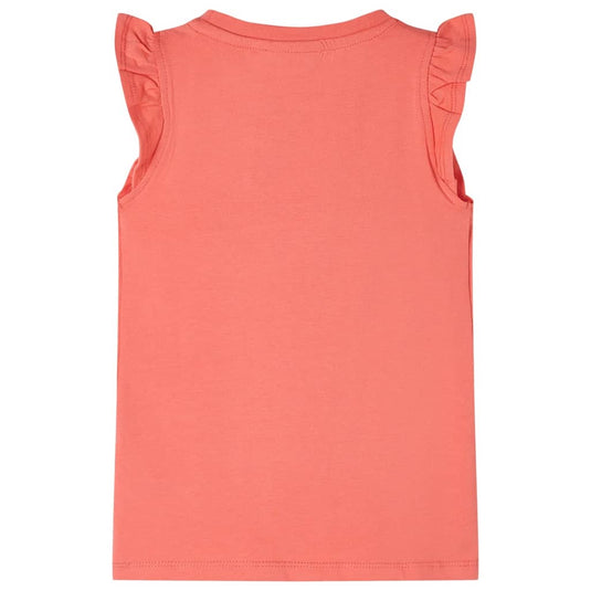 Vidaxl kindershirt met ruches aan de mouwen 140 koraalkleurig