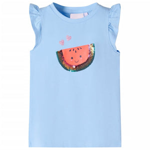 VidaXL Kindershirt met ruches aan de mouwen 92 lichtblauw