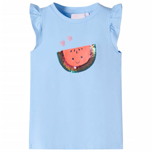 VidaXL Kindershirt met ruches aan de mouwen 92 lichtblauw
