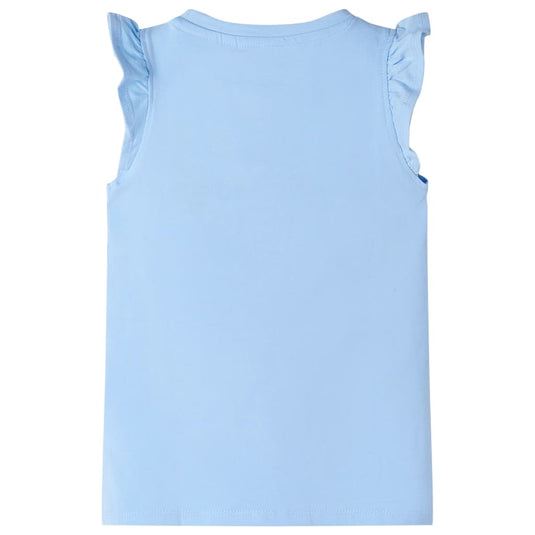 VidaXL Kindershirt met ruches aan de mouwen 92 lichtblauw