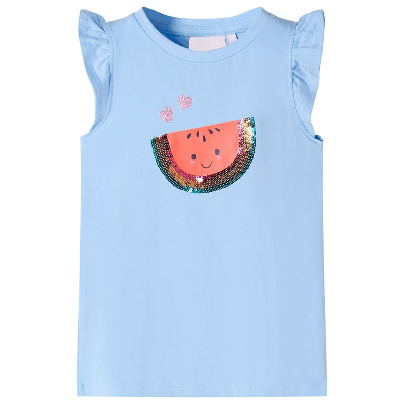 Load image into Gallery viewer, VidaXL Kindershirt met ruches aan de mouwen 116 lichtblauw

