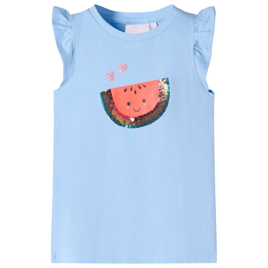 Vidaxl kindershirt met ruches aan de mouwen 116 lichtblauw