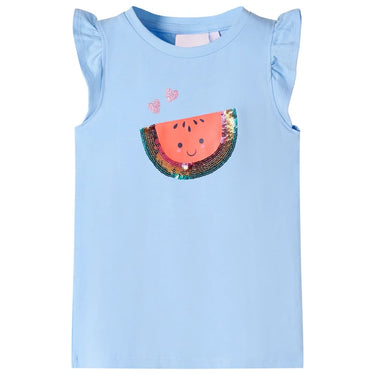 Vidaxl kindershirt met ruches aan de mouwen 128 lichtblauw