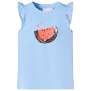 Vidaxl kindershirt met ruches aan de mouwen 140 lichtblauw