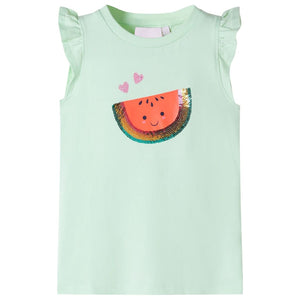 VidaXL Kindershirt met ruches aan de mouwen 104 zachtgroen