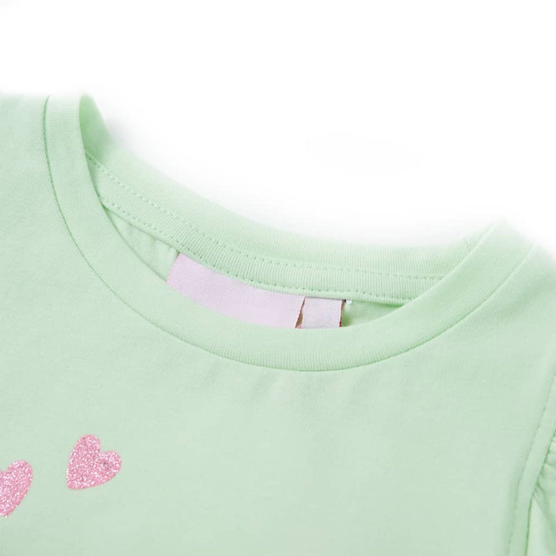 Load image into Gallery viewer, VidaXL Kindershirt met ruches aan de mouwen 104 zachtgroen
