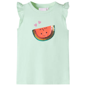 Vidaxl kindershirt met ruches aan de mouwen 128 zachtgroen