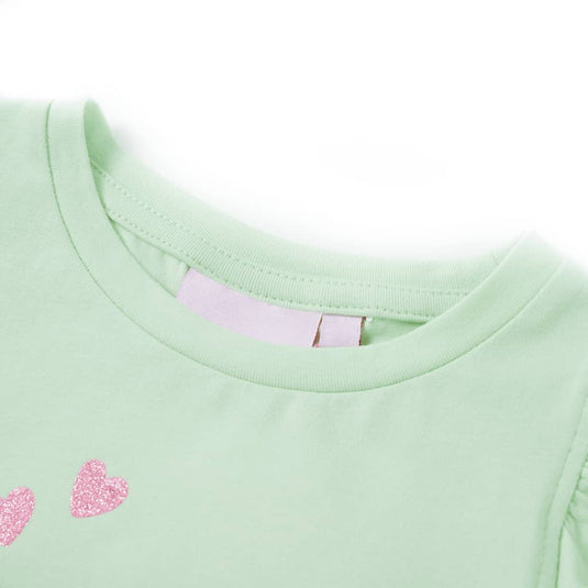 VidaXL Kindershirt met ruches aan de mouwen 128 zachtgroen