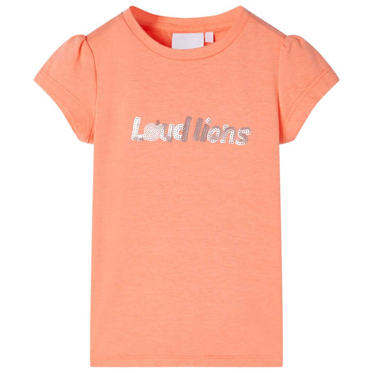 VidaXL Kindershirt met kapmouwen 116 neonoranje