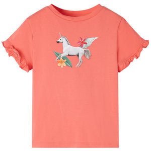 VidaXL Kindershirt met korte mouwen 128 koraalkleurig