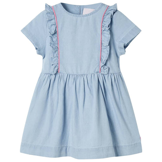 Vidaxl kinderjurk met ruches 128 zachtblauw