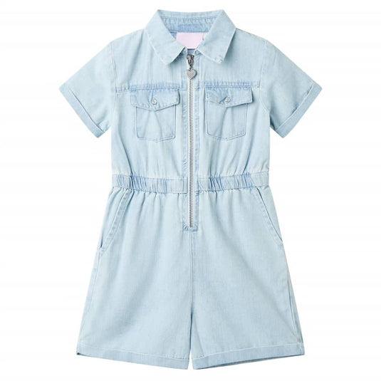 Vidaxl kinderonesie met korte mouwen 104 zachtblauw